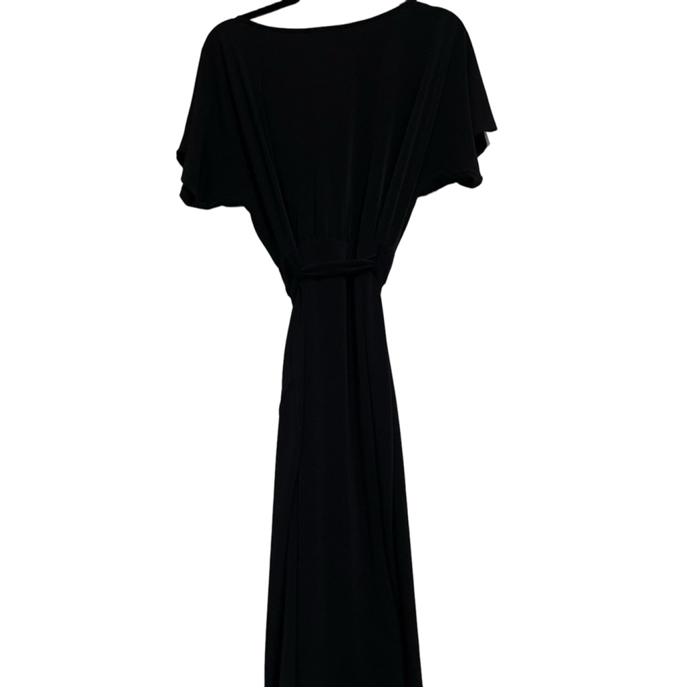 EUC Women's Kensie Black Short Sleeve Midi Dress with Tie Waist L - Picture 4 of 11